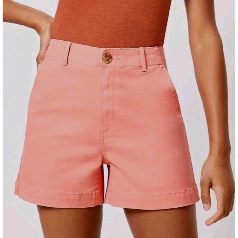 Loft Size 6 The Washed Twill Shorts Coral Mist Cotton Blend Inseam 4" Casual